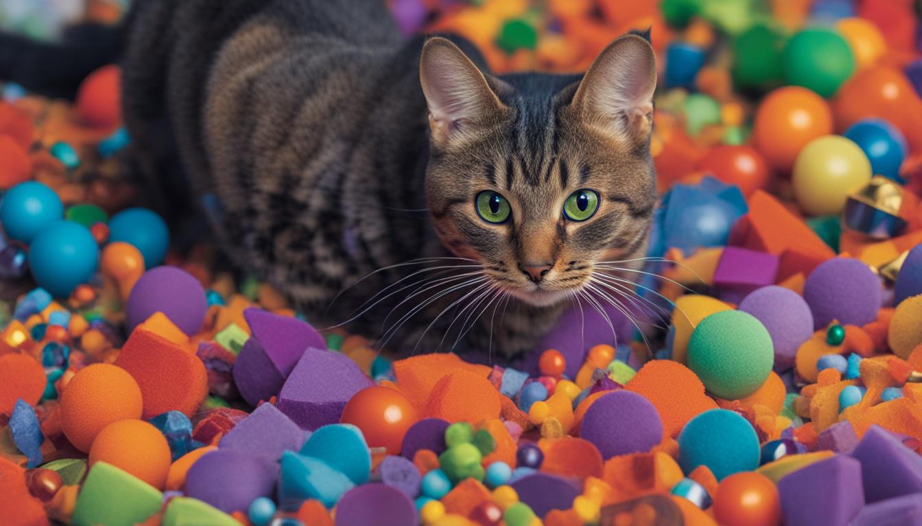 cat playing with toys