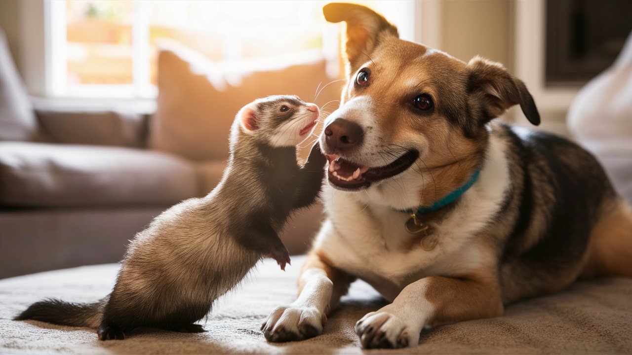 Ferret with dog