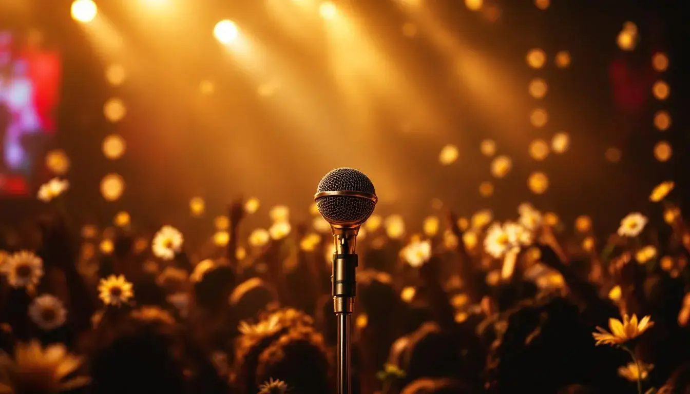 Hip-hop legacy concept with microphone and stage