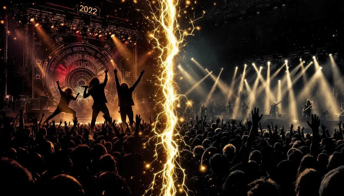 Visual timeline showing band evolution from 1992 to modern era