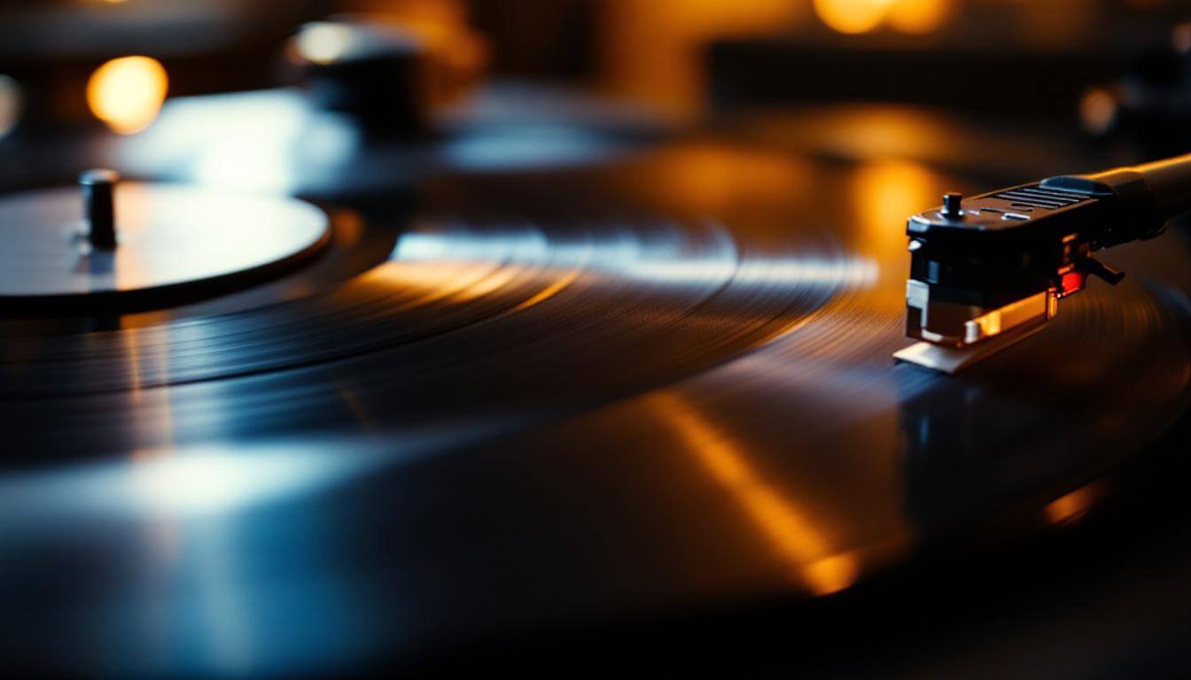 classic hip-hop vinyl record on turntable