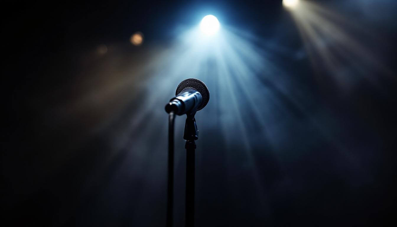 underground rapper performing on stage with microphone