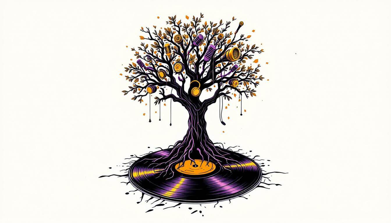 hip-hop legacy and cultural influence concept art with roots and branches