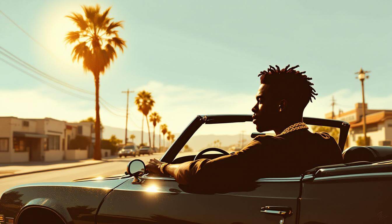 ice t rhyme pays album cover 1987 convertible palm tree