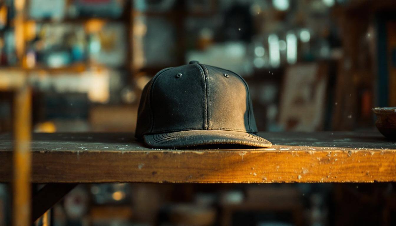 Vintage dead-stock Wu-Tang FlexFit cap on a collector shop shelf
