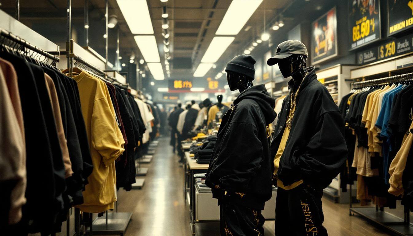 Wu Wear 1990s streetwear store rack, the original Wu-Tang Clan t-shirt empire