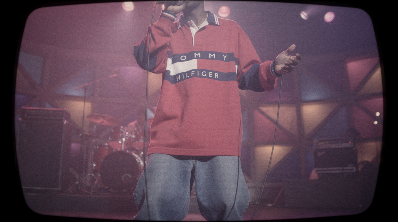90s hip hop fashion Tommy Hilfiger Polo crossover
