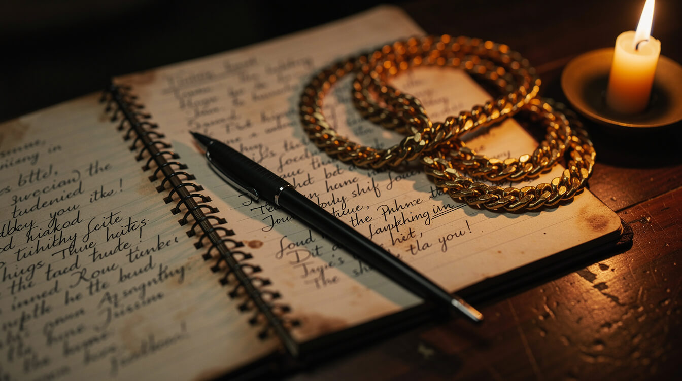 Vintage MC notebook with handwritten lyrics