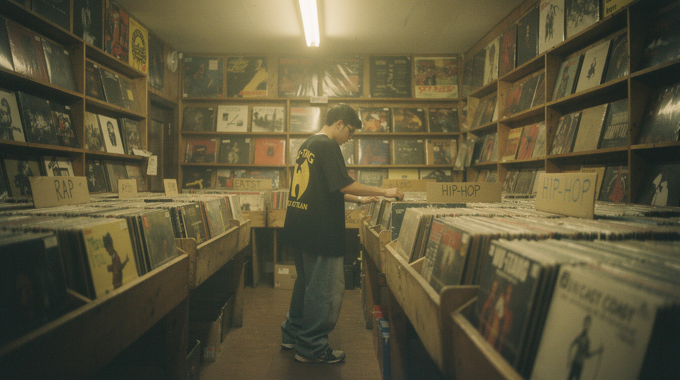 record store crates where the hip hop album cover lives