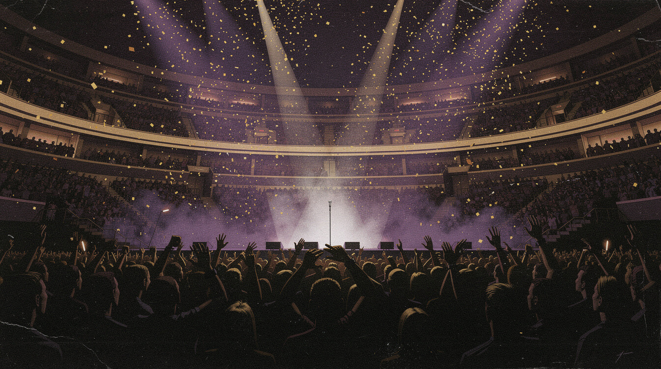 Sold-out California arena during a hip-hop concert finale