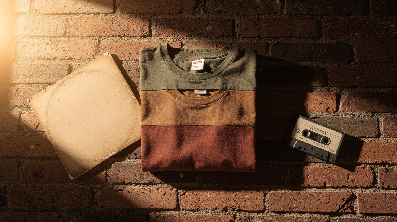 vintage outkast t shirts on weathered atlanta brick — buyer's guide flat lay
