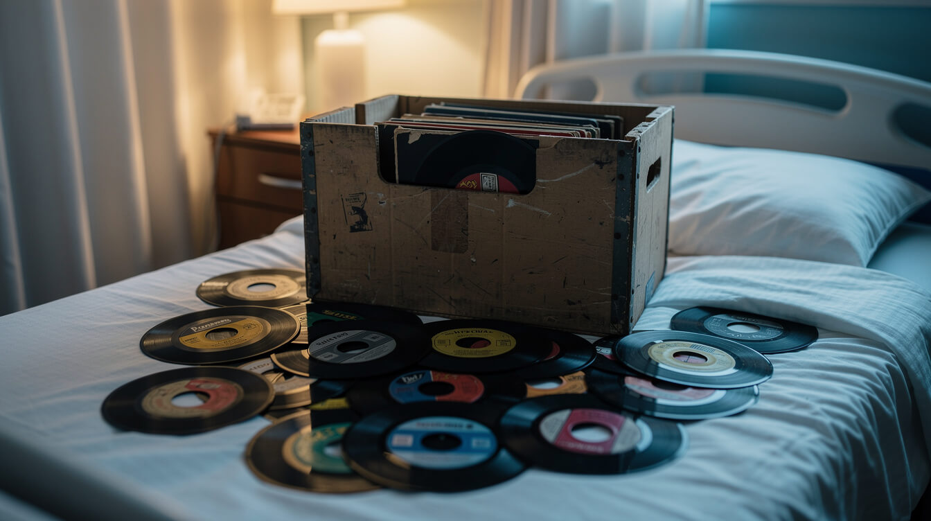 j dilla donuts hospital bed record crate with soul 45s