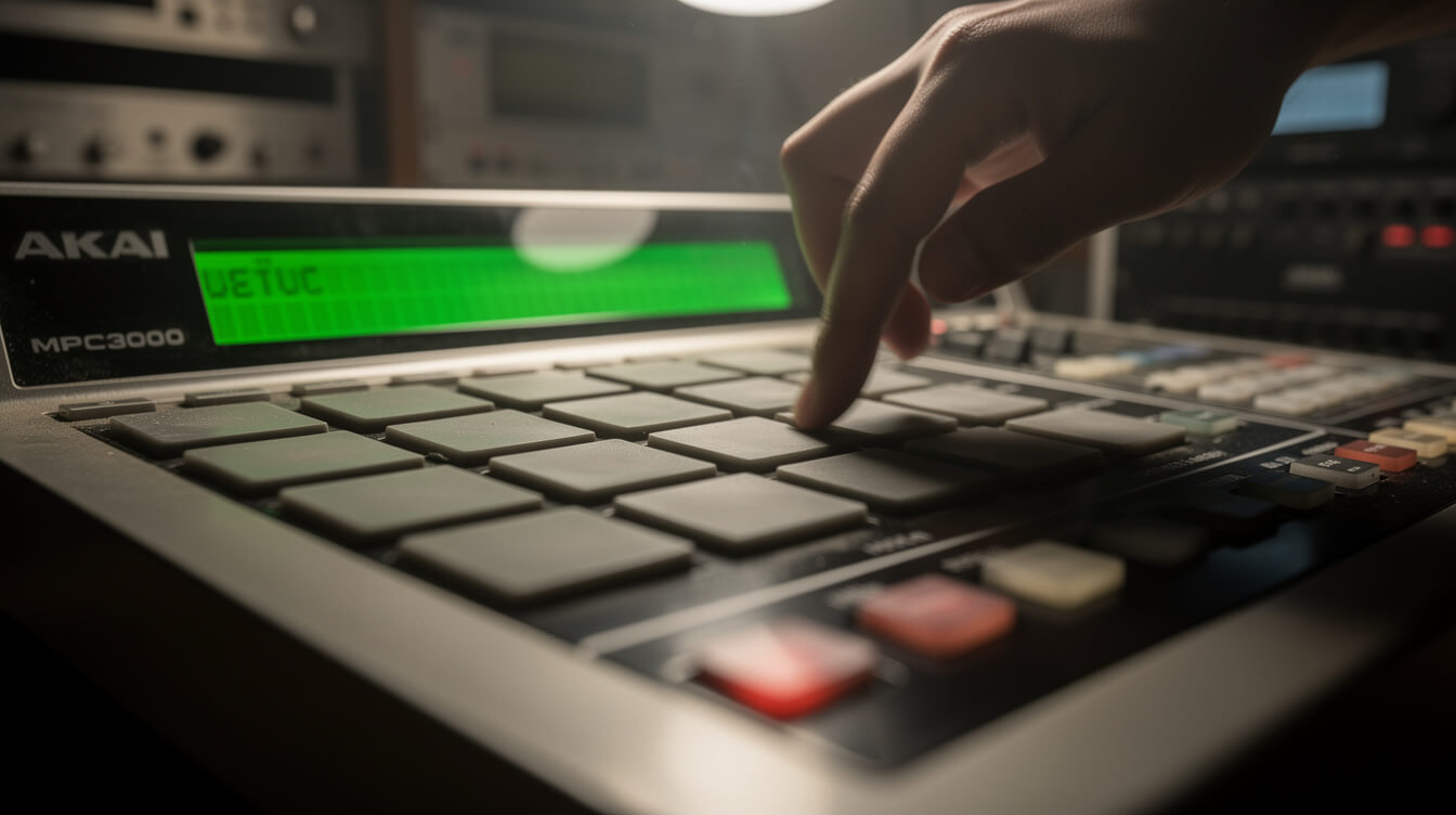 Akai MPC3000 close-up producer aesthetic
