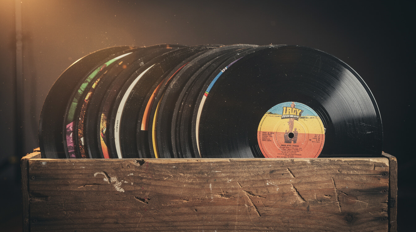 stack of vintage soul funk vinyl 45 records