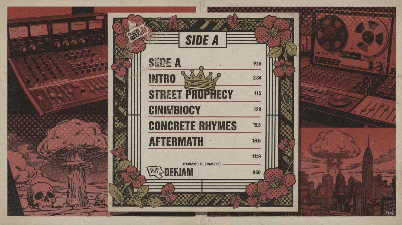 Apocalypse 91 tracklist vintage editorial illustration