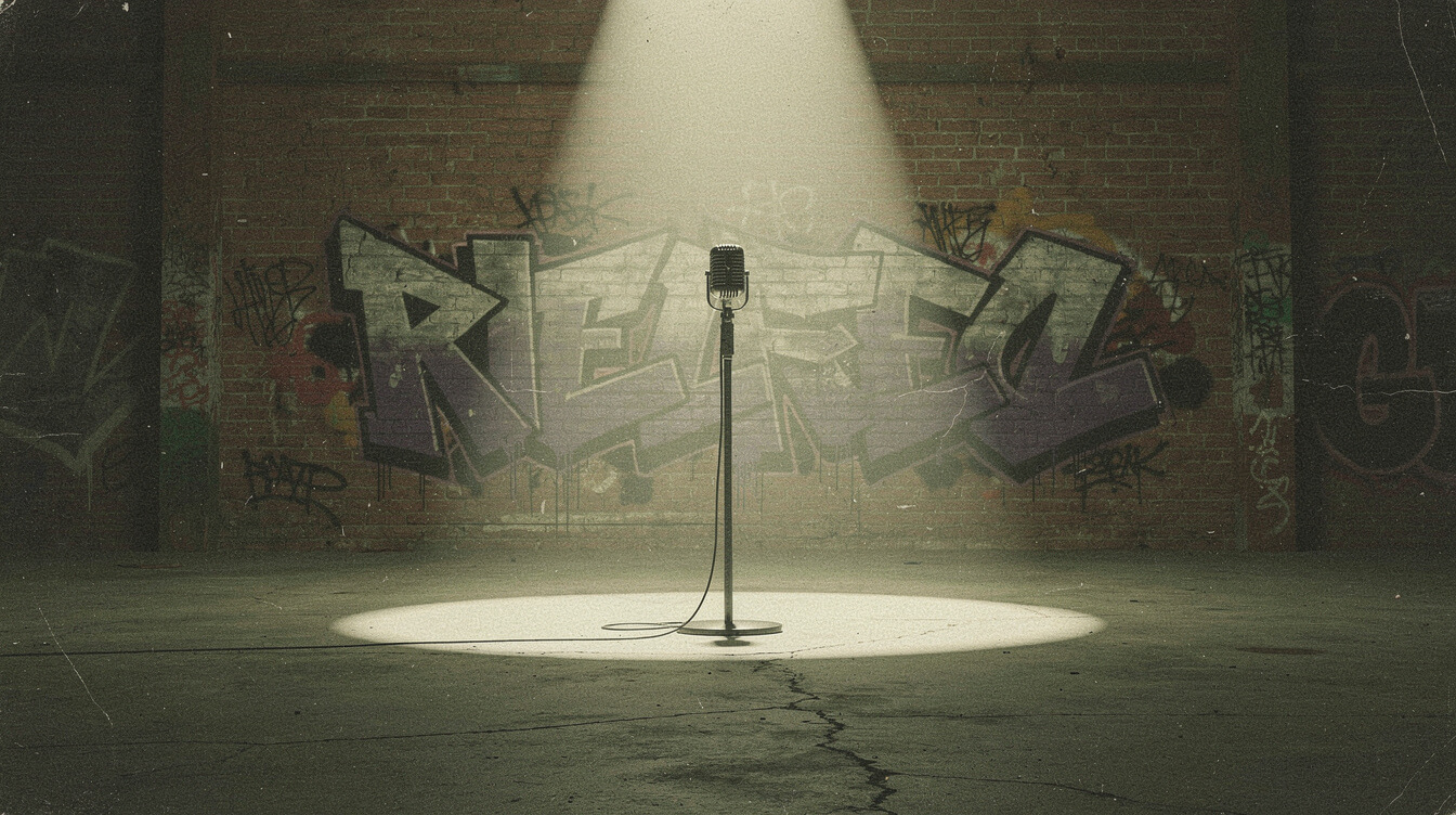Guru Gang Starr lyricism boom-bap microphone underground hip-hop illustration