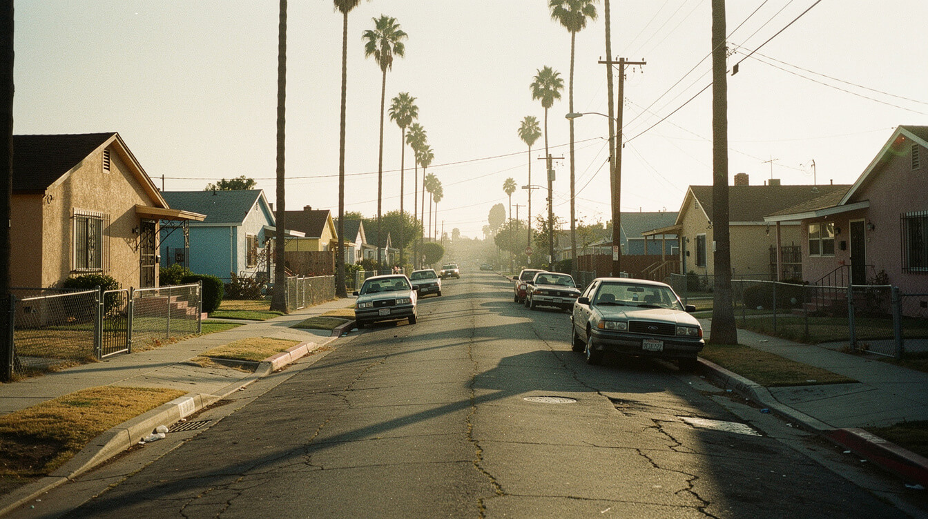 South Central Los Angeles 1993 residential block