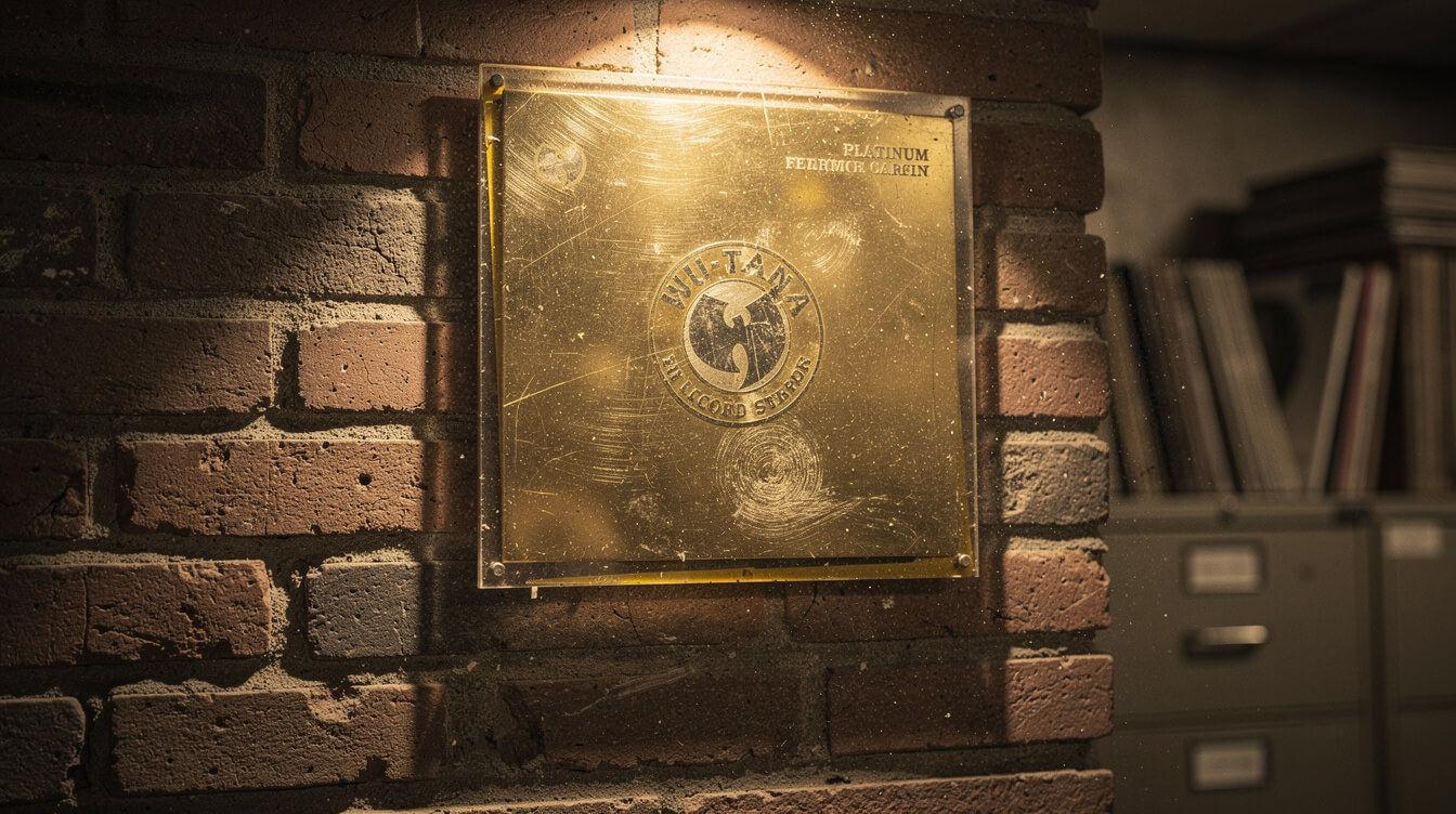 RIAA Platinum plaque, vintage 1997 aesthetic