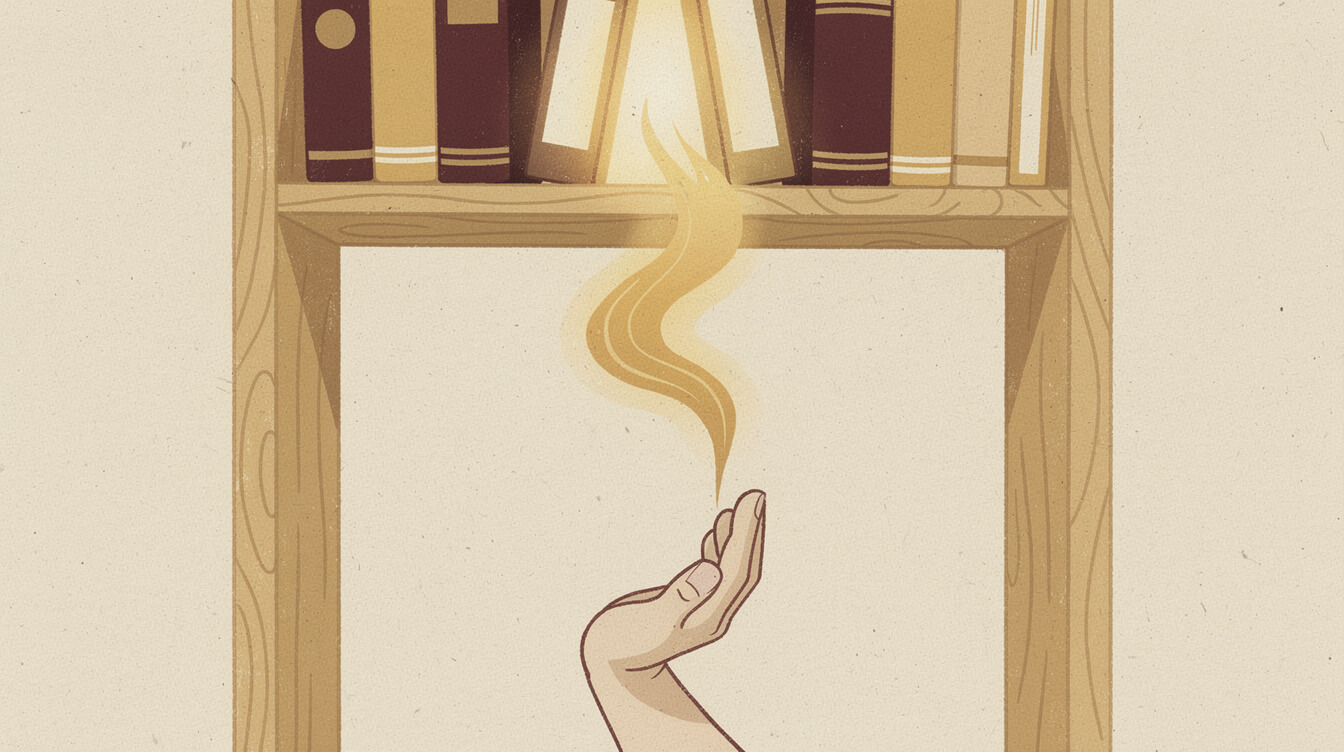 illustration of a hand pulling golden light off a shelf, evoking Jill Scott Golden lyrics