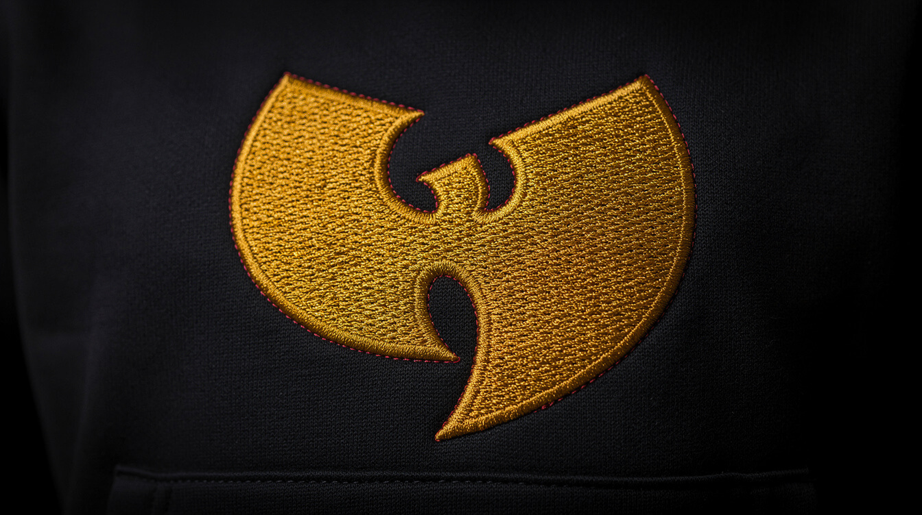 wu-tang W embroidered close-up