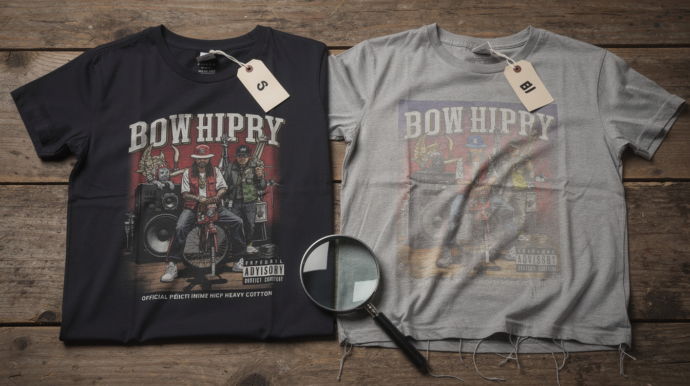 wu tang merchandise legit tee compared to bootleg tee