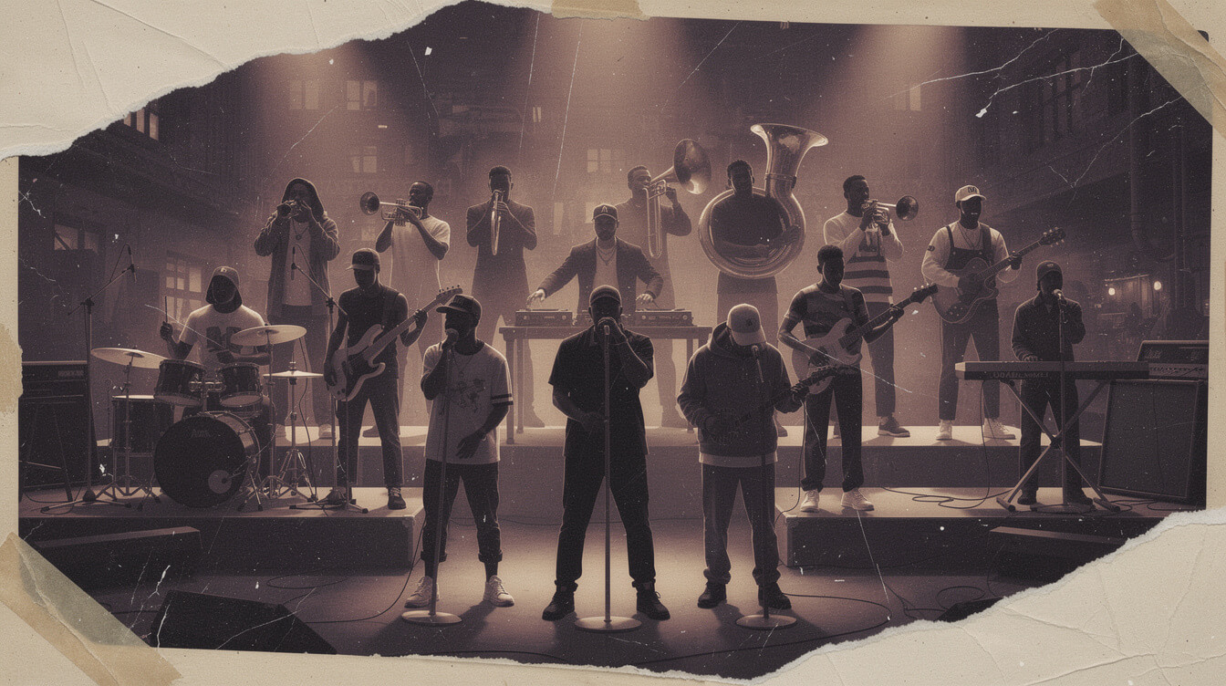 the roots members montage across four decades of hip-hop