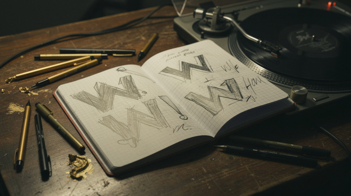 wu tang shirt logo origin DJ Mathematics hand-drawn W design