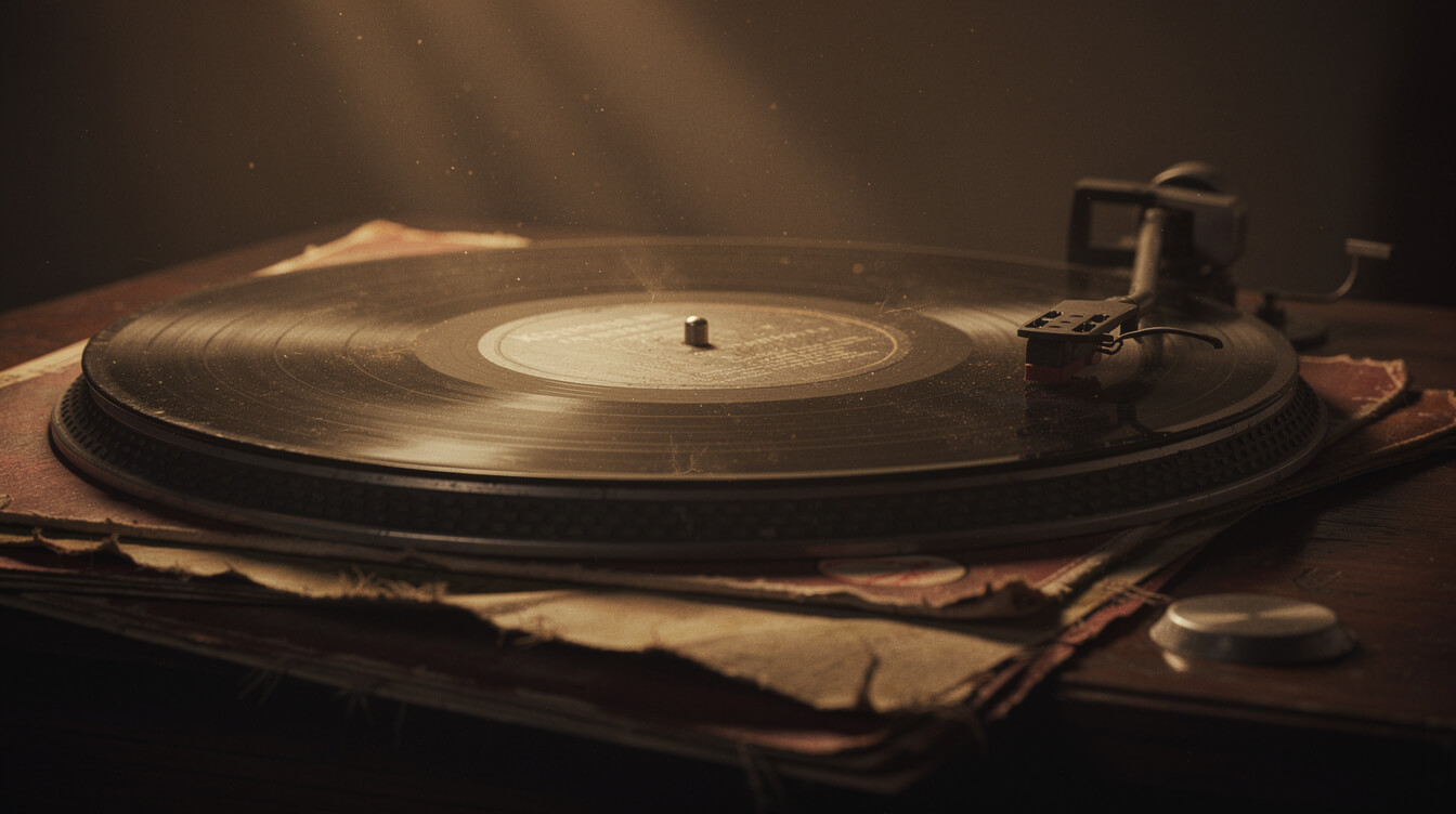 moody vintage vinyl record illustration representing hidden album deep cuts