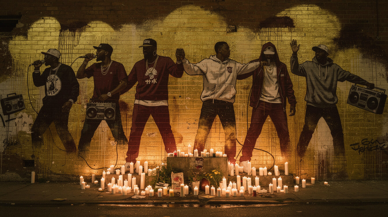 hip-hop generations memorial mural silhouettes