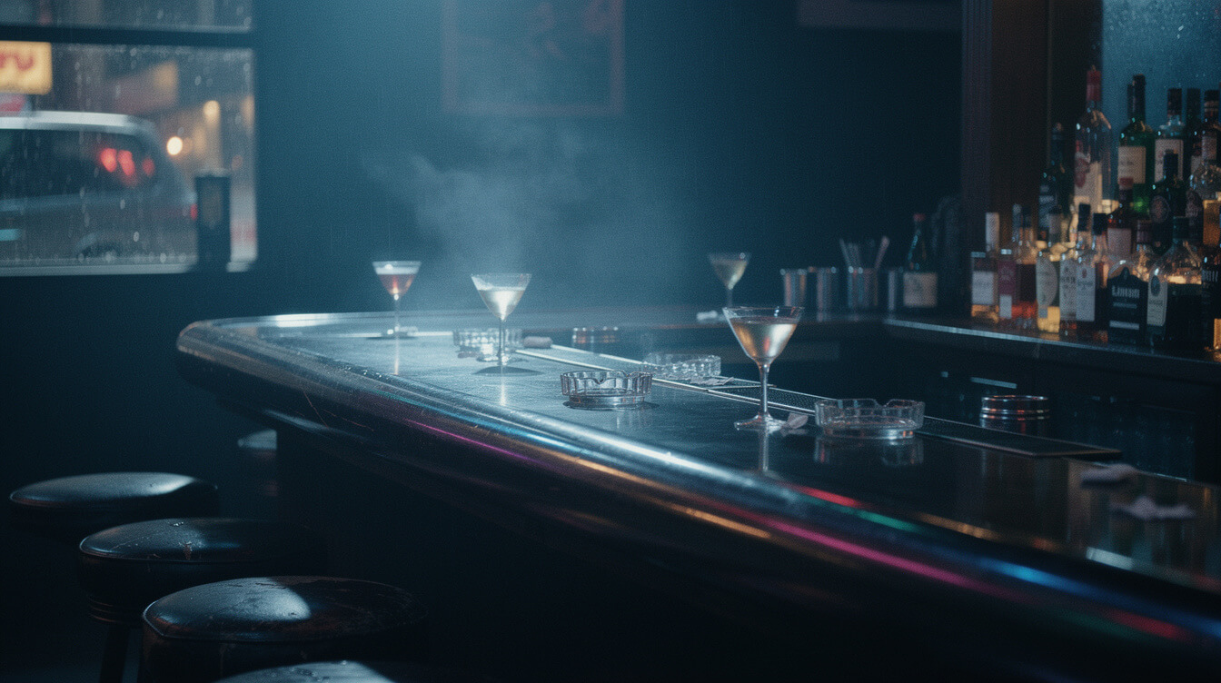 late 1990s crime drama film noir nightclub aesthetic