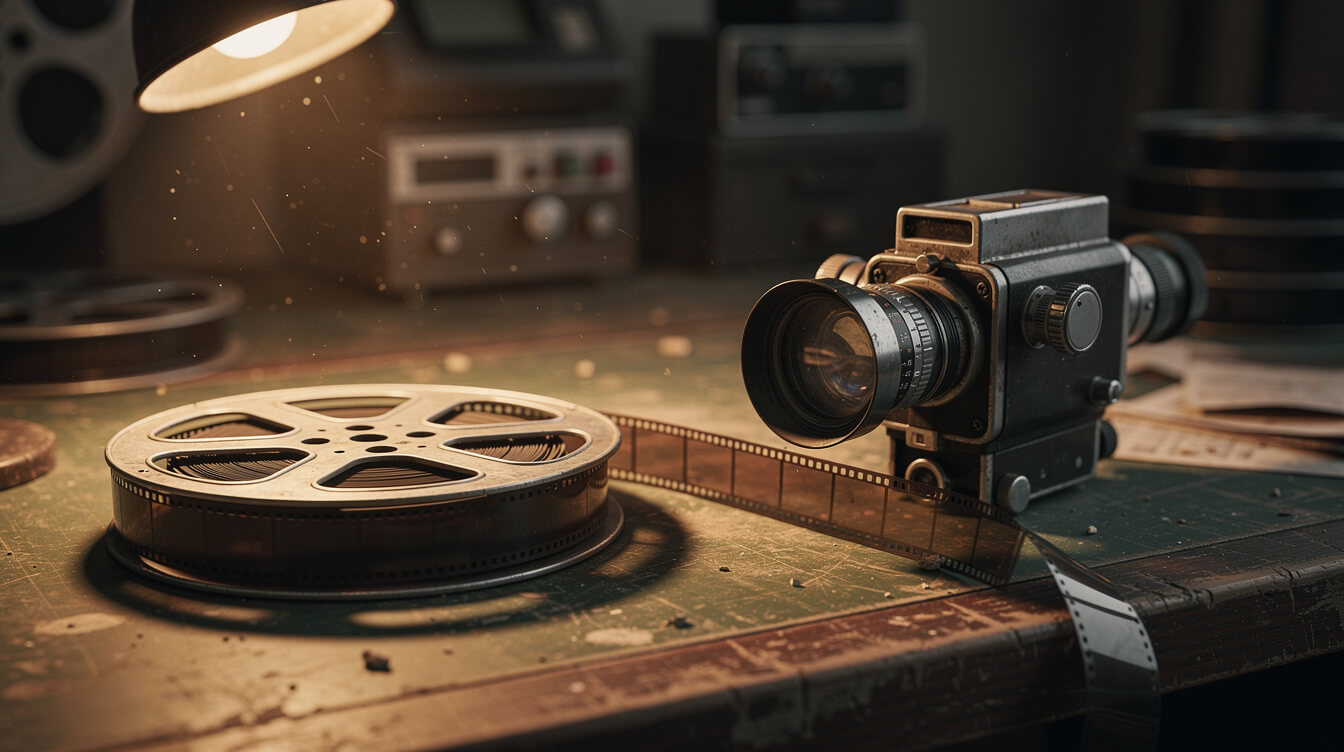 abandoned film reel director viewfinder editing table