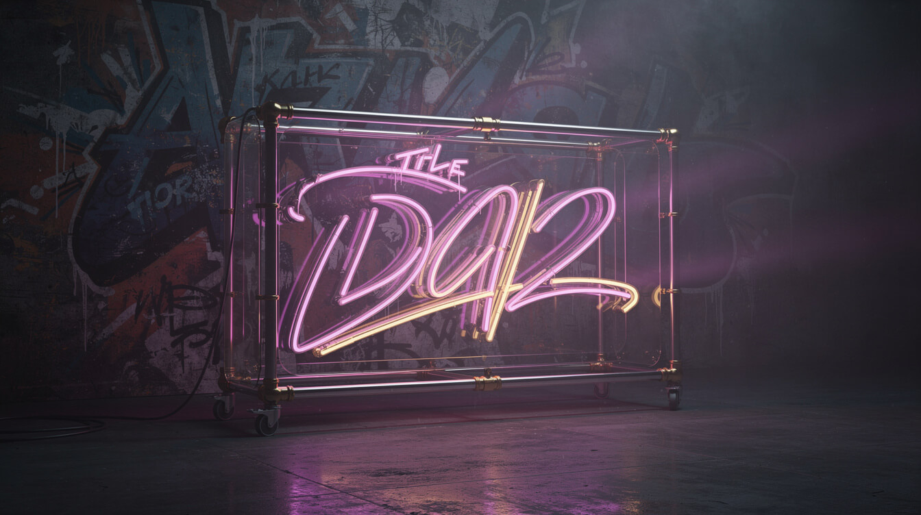 custom neon LED sign hip-hop color palette chrome street art