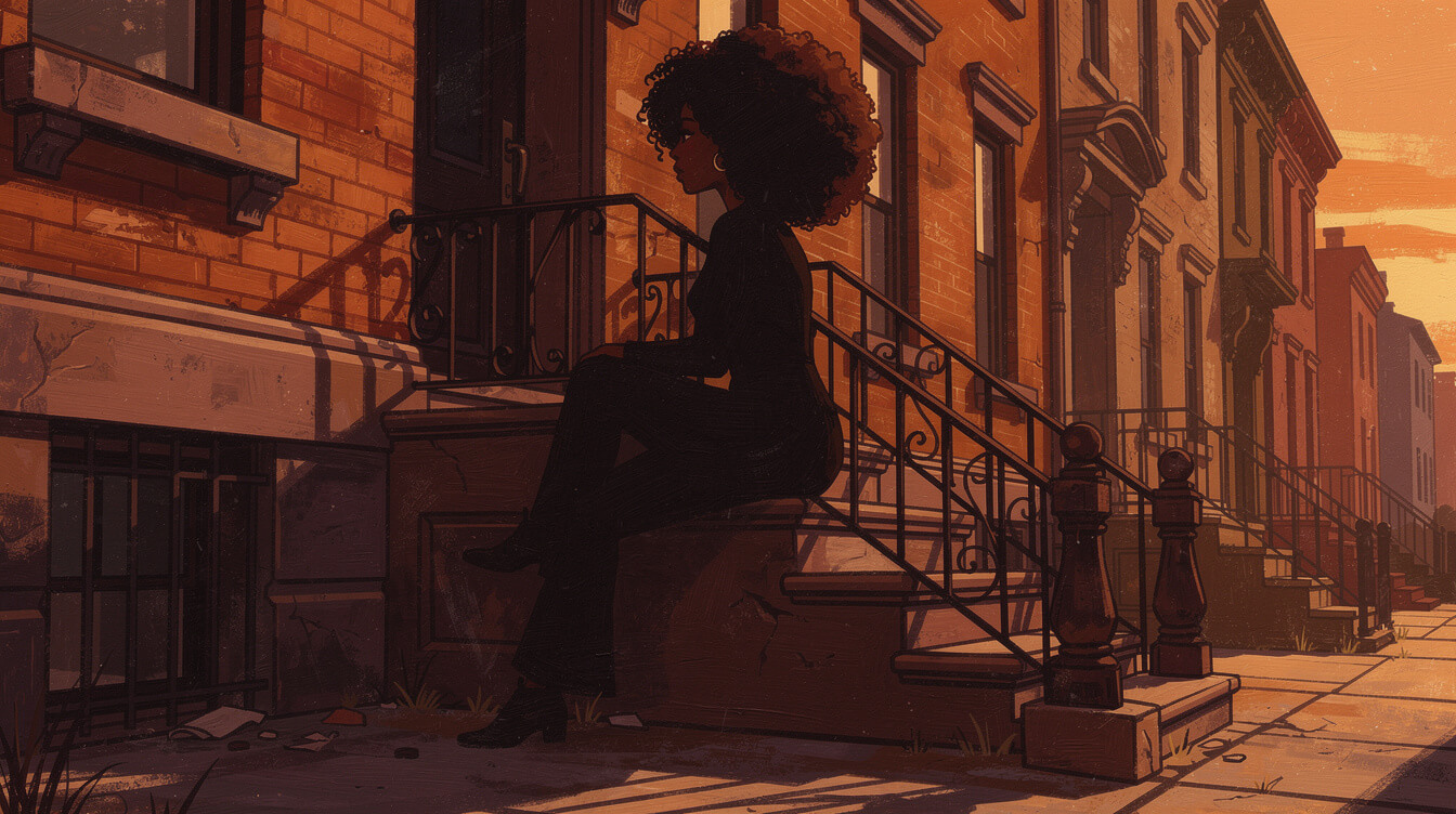 Street art portrait representing the Brown Skin Lady theme on mos def black star