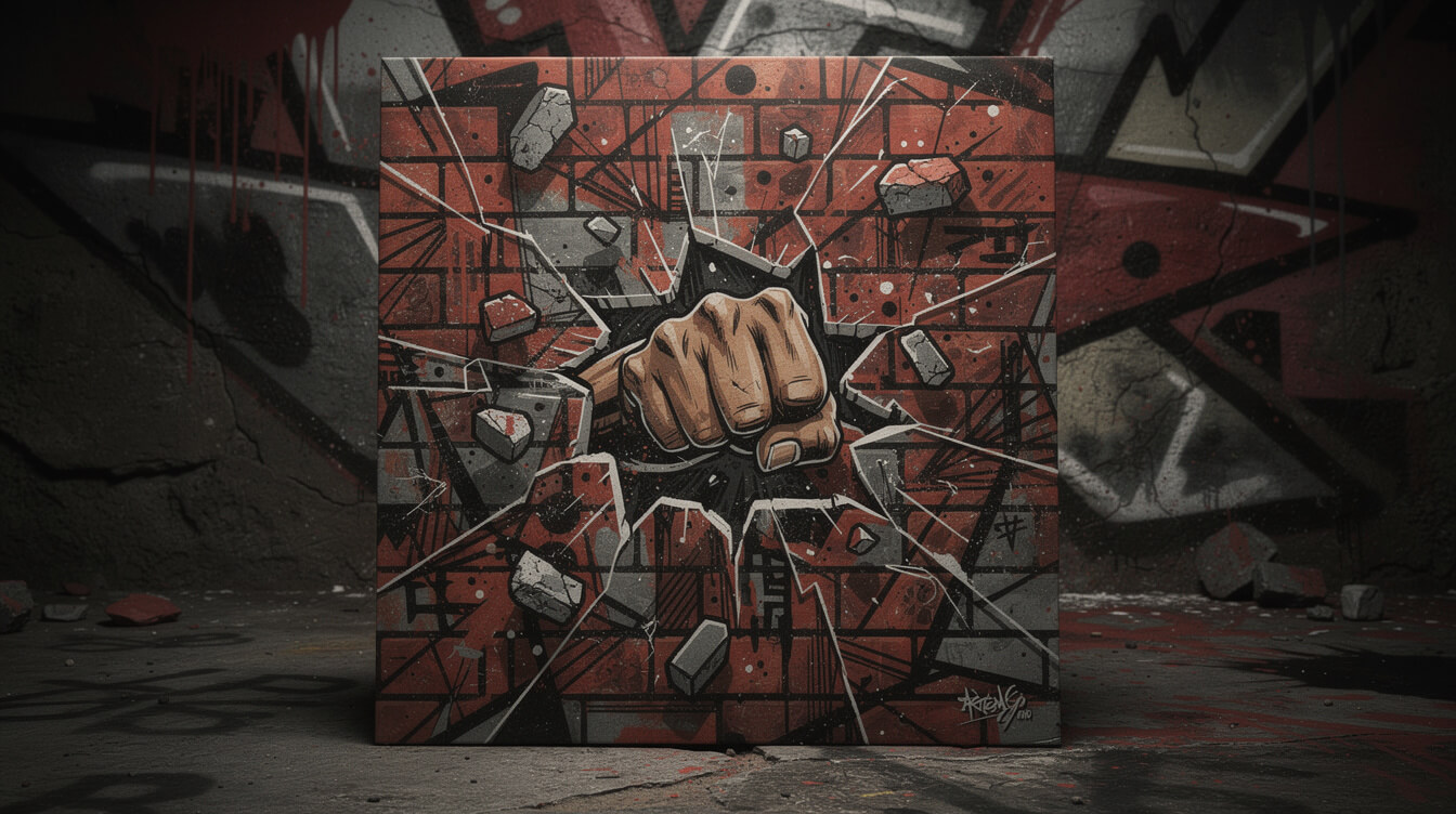 bold street-art illustration representing Critical Beatdown era hip-hop
