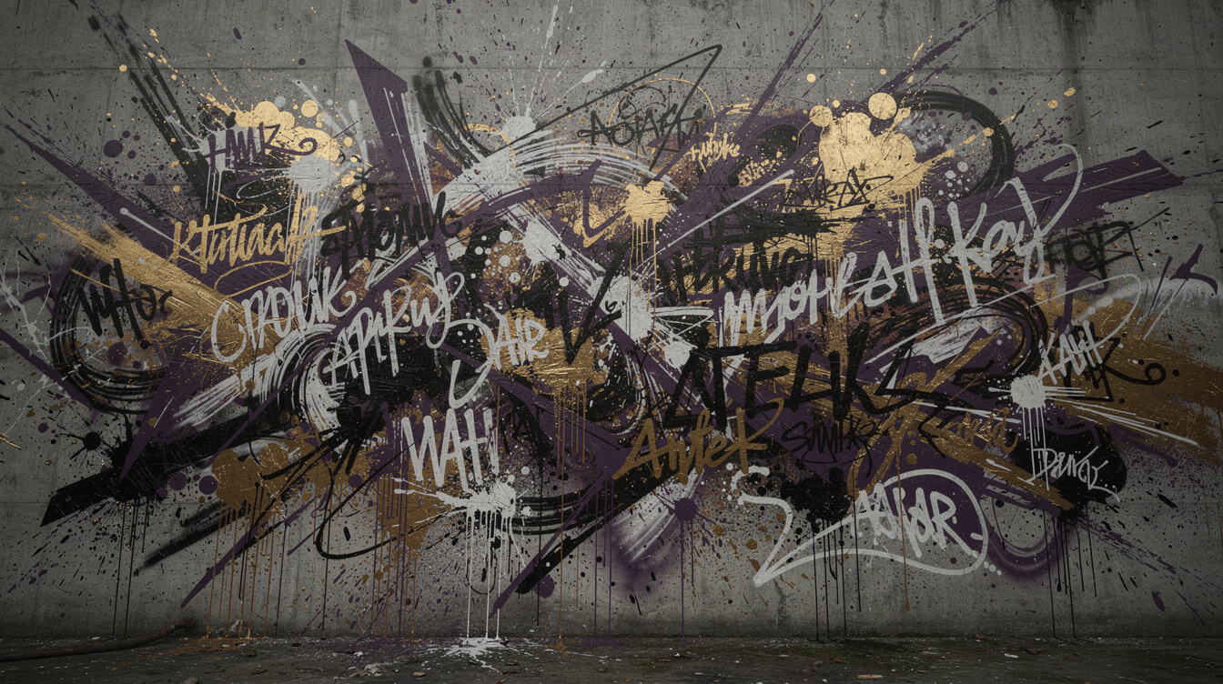 abstract graffiti art representing stream of consciousness rap lyrics