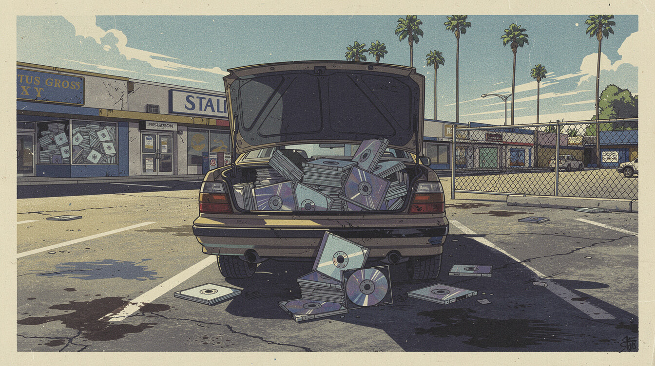 Nipsey Hussle mixtape era Slauson Avenue car trunk illustration