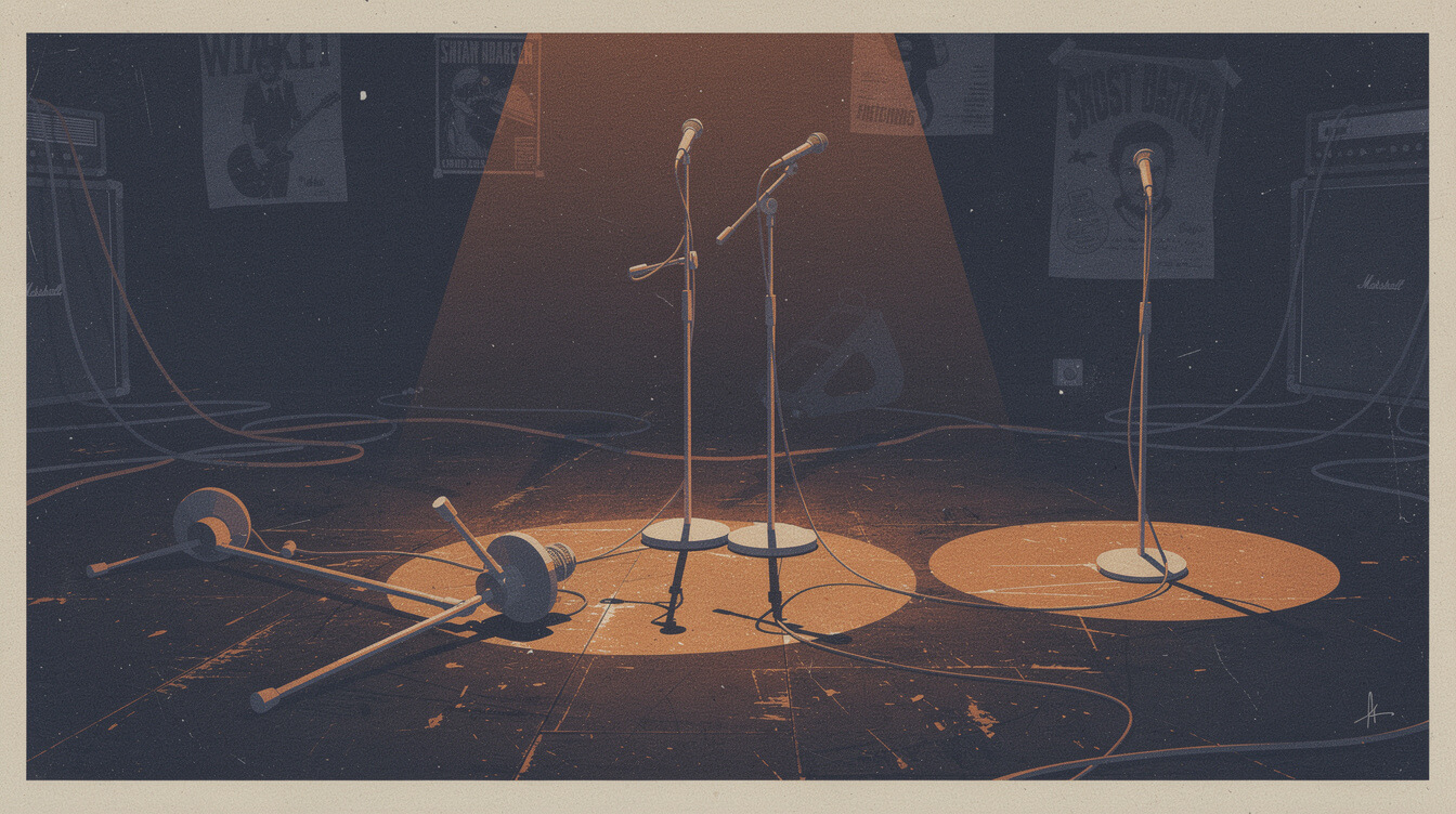 The Pharcyde lineup splitting with a fallen microphone stand
