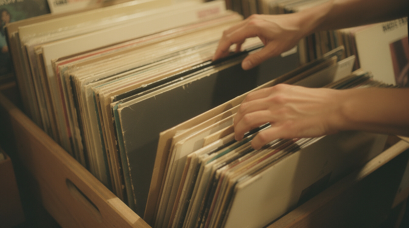 Collecting Big L albums on vinyl in a record store crate