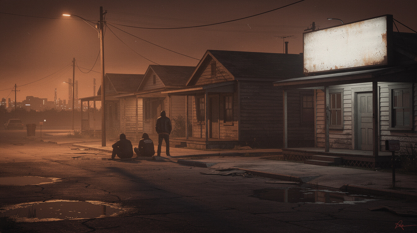 Fifth Ward Houston at night, Geto Boys era illustration