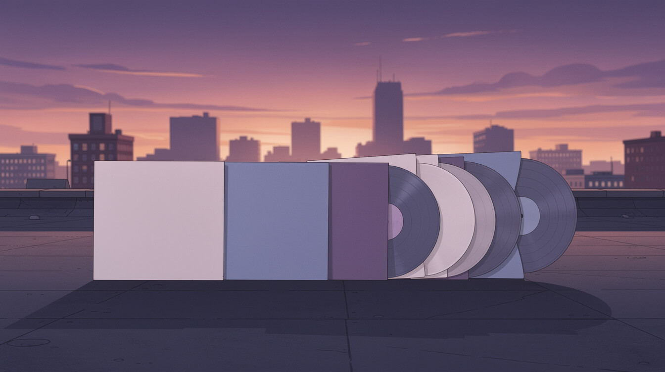 Missy Elliott songs ranked, vinyl records on a rooftop at dusk