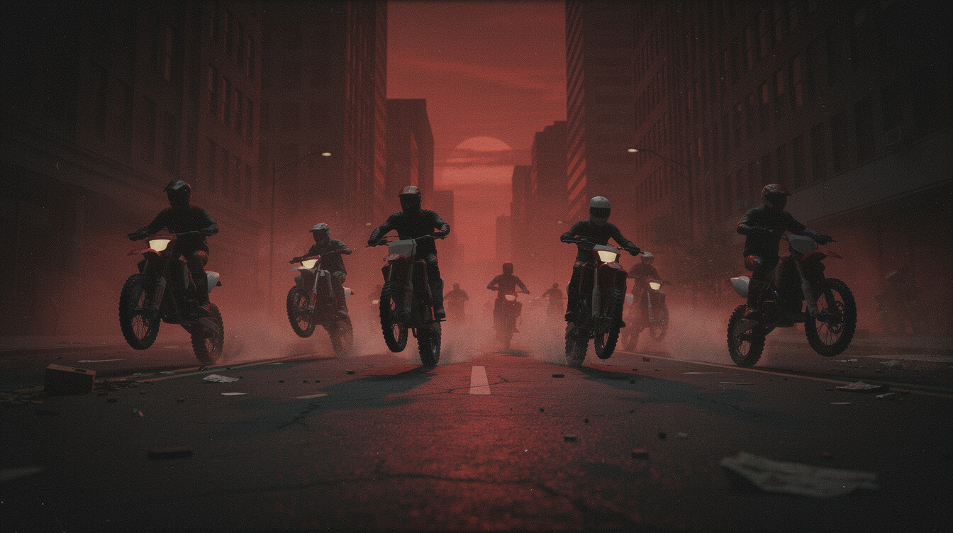 Ruff Ryders style dirt bike riders silhouette illustration for DMX albums